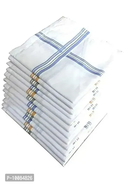 Bharat Hosiery Handkerchief (Pack of 6) Rumaal Hanky;cotton handkerchief Rumaal Hanky for men and boys (WHITE)-thumb2