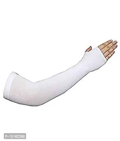 UV Protection Cooling Arm Sleeves - UPF 50 Compression Arm Sleeves for Men/Women/Students for Elbow Brace, Baseball, Basketball, Cycling Sports-Black-bike riding (White Without Finger)-thumb2