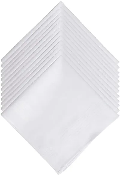 Aenon Fashion 100% Cotton Premium Collection Handkerchiefs Hanky For Men White Striped Printed Pattern Pack of 12