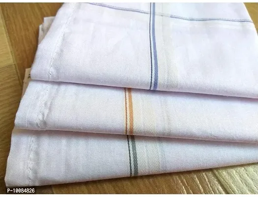 Bharat Hosiery Handkerchief (Pack of 6) Rumaal Hanky;cotton handkerchief Rumaal Hanky for men and boys (WHITE)-thumb3