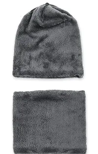 Standard 2Pcs Kids Girl's Winter Warm Knitted Cap with Fleece Scarf Set|Neckwarmer|Fleece Lining Cap with Neckwarmer (Red,Freesize)-thumb4