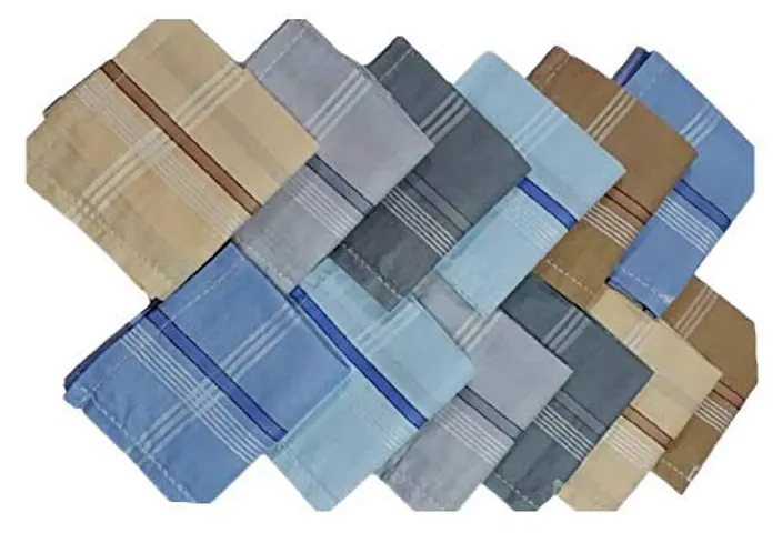 100% Cotton Premium Collection Handkerchiefs Hanky for Men - Pack of 12 - Multi Colour XL
