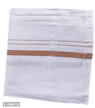 Aenon Fashion 100% Cotton Premium Collection Handkerchiefs Hanky For Men White Striped Printed Pattern Pack of 12 (Multicolor-3)-thumb0