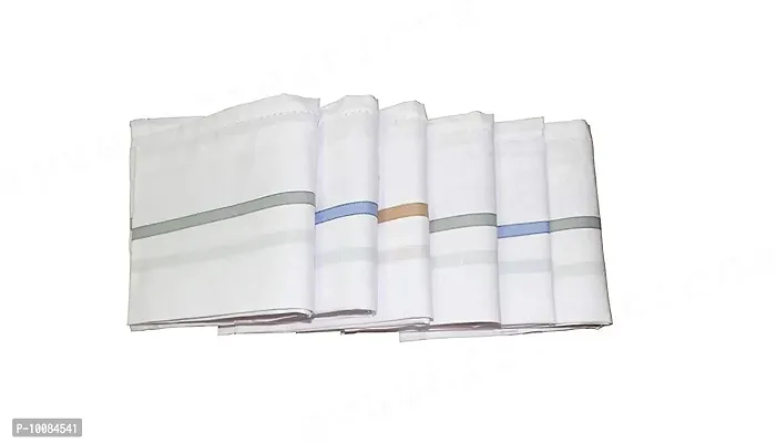 Aenon Fashion 100% Cotton Premium Collection Handkerchiefs Hanky For Men White Striped Printed Pattern Pack of 12 (White10)-thumb0