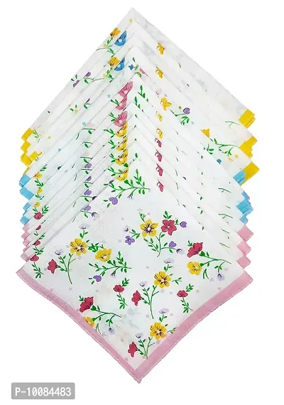 B.H Women's Cotton Printed Handkerchief (Multicolour) -Pack of 12-thumb2