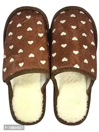 Aenon Fashion Women Warm Winter Comfort Slipper On Closed Toe Indoor Clog House Slipper (Pack of 1 Set) Brown.