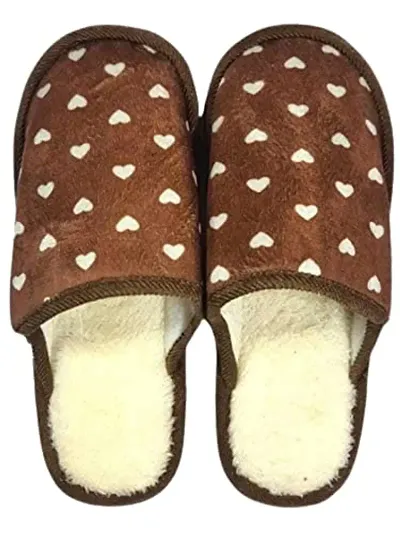 Aenon Fashion Women Warm Winter Comfort Slipper On Closed Toe Indoor Clog House Slipper (Pack of 1 Set) Brown.