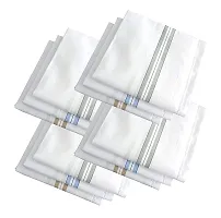 Aenon Fashion 100% Cotton Premium Collection Handkerchiefs Hanky For Men - Pack of 12. - White Striped XXL King Size-thumb1