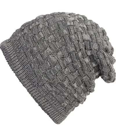 Aenon Fashion Men's and Women's Skull Slouchy Winter Woollen Knitted Inside Fur Beanie Cap (Pack of 1)