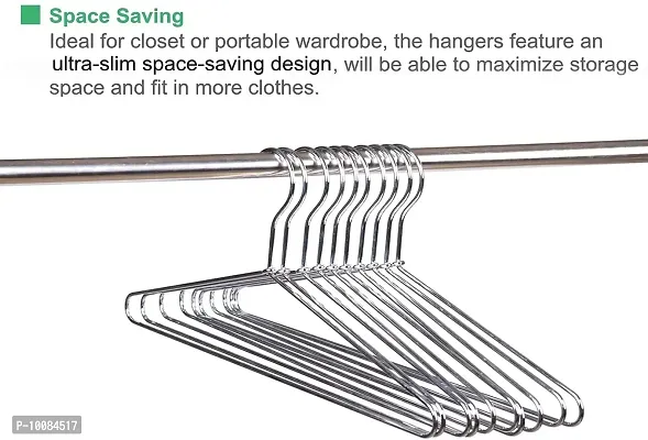 Cloth Hanger Heavy Strong Wall Stainless Steel Hanger | Steel Hanger Set | Cloth Hanger | Stainless Steel Hangers Set of 12-thumb3