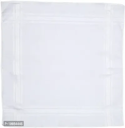 Aenon Fashion 100% Cotton Premium Collection Handkerchiefs Hanky For Men White Striped Printed Pattern Pack of 12 (White16)-thumb2