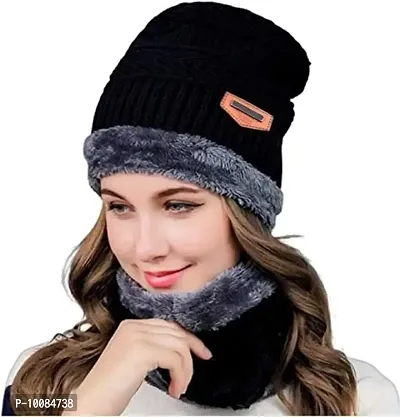 Women's Wool Cap (Women-Woolen-Cap_Black_Free Size)