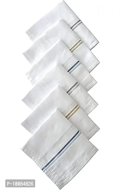 Bharat Hosiery Handkerchief (Pack of 6) Rumaal Hanky;cotton handkerchief Rumaal Hanky for men and boys (WHITE)-thumb0