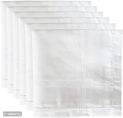 Aenon Fashion 100% Cotton Premium Collection Handkerchiefs Hanky For Men White Striped Printed Pattern Pack of 12 (White012)-thumb2