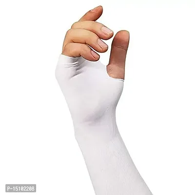 UV Protection Cooling Arm Sleeves - UPF 50 Compression Arm Sleeves for Men/Women/Students for Elbow Brace, Baseball, Basketball, Cycling Sports-Black-bike riding (White Without Finger)-thumb5