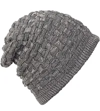 Aenon Fashion Men's and Women's Skull Slouchy Winter Woollen Knitted Inside Fur Beanie Cap (Pack of 1) (Grey)-thumb1
