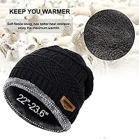 Aenon Fashion Thick Warm Winter Beanie Hat Soft Stretch Slouchy Skully Knit Cap for Women (Black)-thumb3