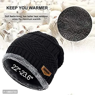 Aenon Fashion Thick Warm Winter Beanie Hat Soft Stretch Slouchy Skully Knit Cap for Women (Black)-thumb4