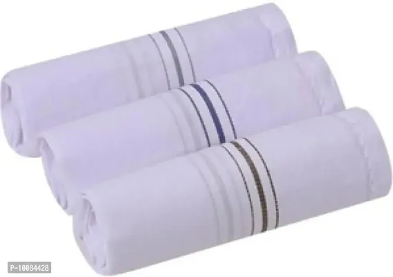 Aenon Fashion 100% Cotton Premium Collection Handkerchiefs Hanky For Men White Striped Printed Pattern Pack of 12 (Multicolor22)-thumb0