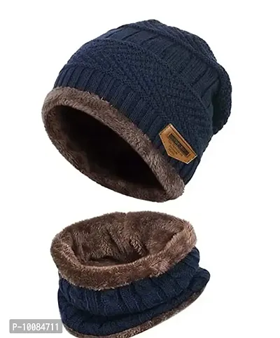 Women's Wool Cap (Women-Woolen-Cap_Blue_Free Size)-thumb0