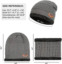 Aenon Fashion Winter Knit Neck Scarf and Warm Beanie Cap Hat Combo for Men and Women (Pack of 1 Set) Color Grey-thumb3