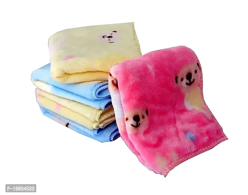 Aenon Fashion is my passion Unisex Soft Fluffy Thick Cotton Teddy Bear Print Face Towel/Handkerchief Set of 12 (10X10 Inches)-thumb2