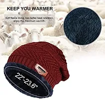 Aenon Fashion Thick Warm Winter Beanie Hat Soft Stretch Slouchy Skully Knit Cap for Women (Red)-thumb2