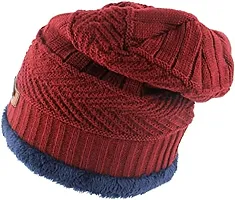 Aenon Fashion Thick Warm Winter Beanie Hat Soft Stretch Slouchy Skully Knit Cap for Women (Red)-thumb1