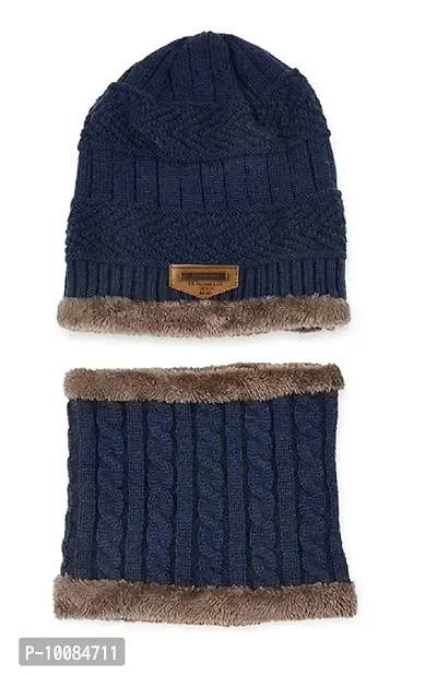 Women's Wool Cap (Women-Woolen-Cap_Blue_Free Size)-thumb2