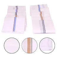 Aenon Fashion 100% Cotton Premium Collection Handkerchiefs Hanky For Men - Pack of 12. - White Striped XXL King Size-thumb2