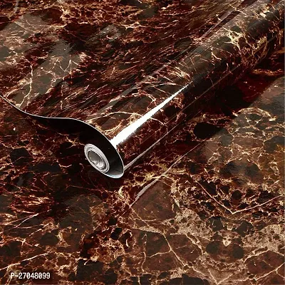 Plastic self Adhesiv Dark Brown Marble Wallpaper (60cm-2mt) BROWN WALLPAPER-thumb0