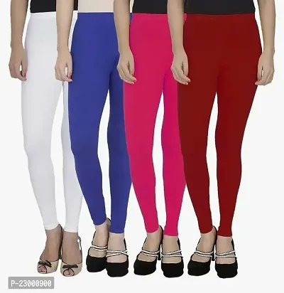 Stunning  Cambric Cotton Solid Leggings For Women, Pack Of 4-thumb0