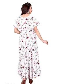 White Crepe Floral Printed Dresses For Women-thumb3