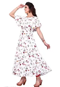 White Crepe Floral Printed Dresses For Women-thumb4