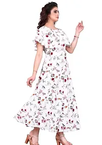 White Crepe Floral Printed Dresses For Women-thumb1