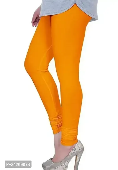 Stylish Orange Cotton Blend Solid Leggings For Women-thumb0