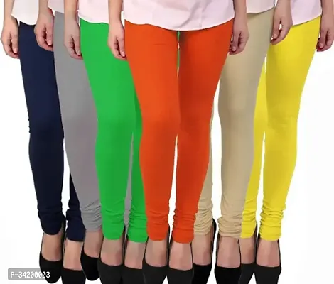 Stylish Multicoloured Cotton Blend Solid Leggings For Women Pack Of 6-thumb0