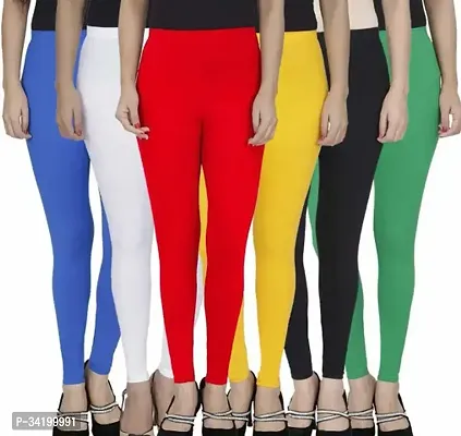 Stylish Multicoloured Cotton Blend Solid Leggings For Women Pack Of 6-thumb0