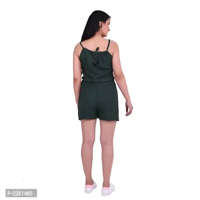 Casual Sleeveless Women's Green Jumpsuit-thumb3