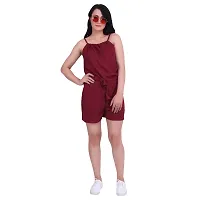 Casual Sleeveless Women's Maroon Jumpsuit-thumb3