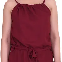 Casual Sleeveless Women's Maroon Jumpsuit-thumb4