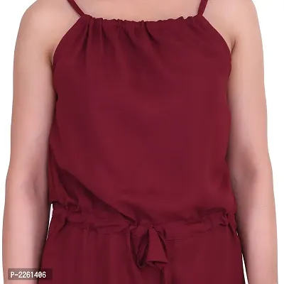 Casual Sleeveless Women's Maroon Jumpsuit-thumb5