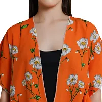 Orange Floral Printed Crepe Shrug-thumb4