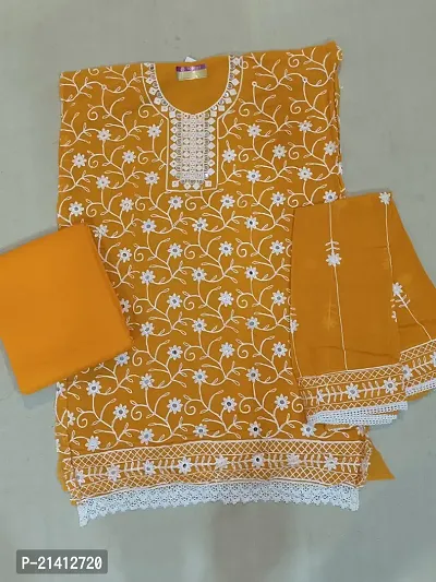 Elegant Yellow Georgette Embroidered Dress Material with Dupatta For Women-thumb2