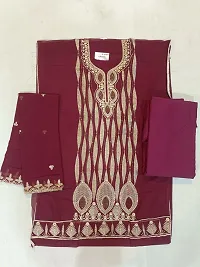 Elegant Red Georgette Embroidered Dress Material with Dupatta For Women-thumb1