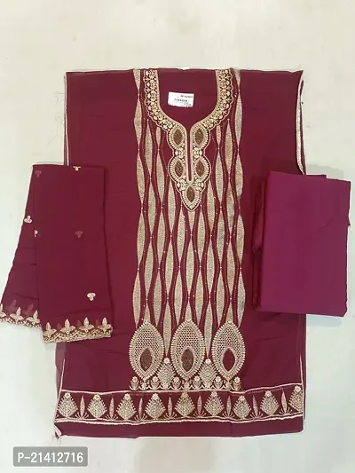 Elegant Red Georgette Embroidered Dress Material with Dupatta For Women-thumb2