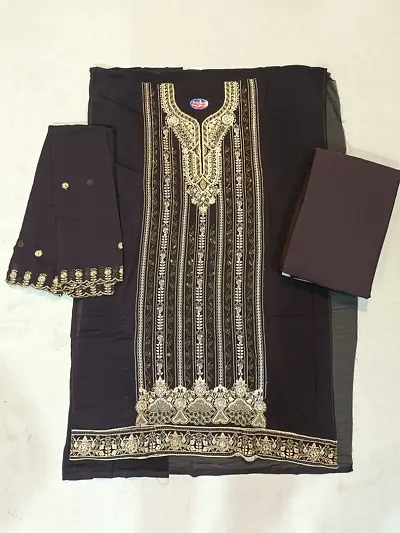 Stylish Georgette Embroidered Dress Material with Dupatta