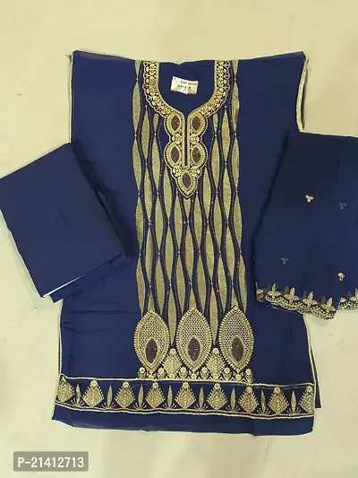 Elegant Blue Georgette Embroidered Dress Material with Dupatta For Women-thumb0