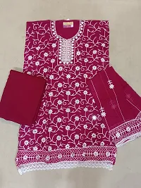 Elegant Pink Georgette Embroidered Dress Material with Dupatta For Women-thumb1