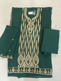 Elegant Green Georgette Embroidered Dress Material with Dupatta For Women-thumb1